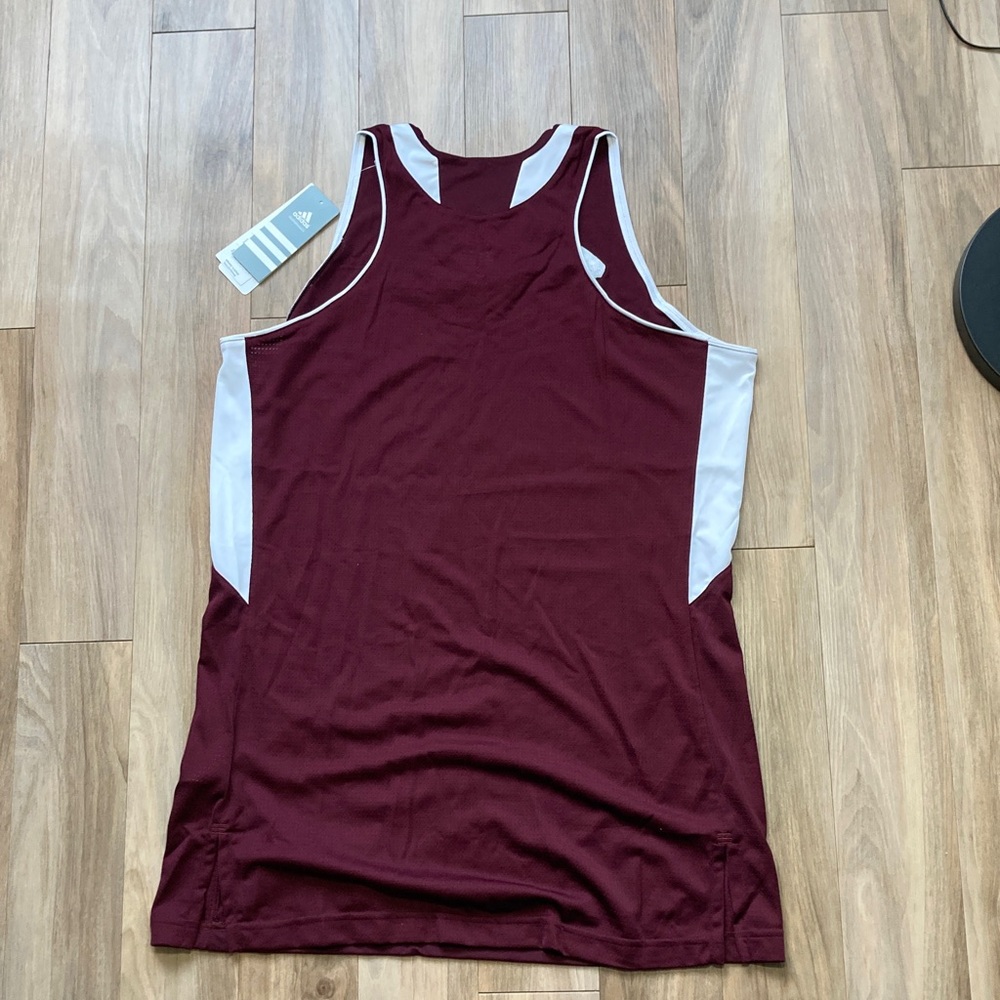 adidas performance tank team jersey top maroon white size L - Picture 8 of 17